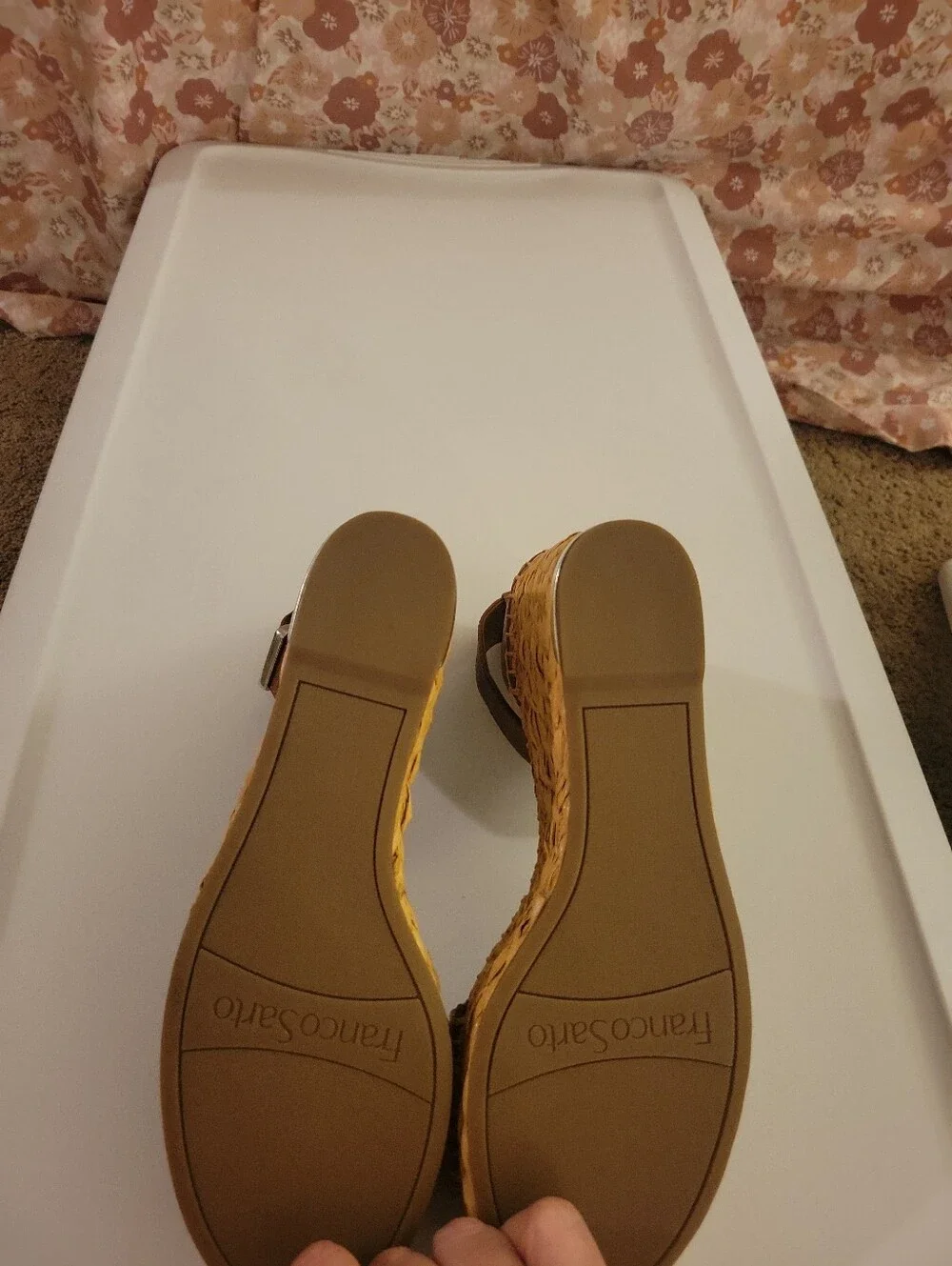 Franco Sarto Espadrille Wedge Sandals Brown Ankle Strap Women's Size 7.5